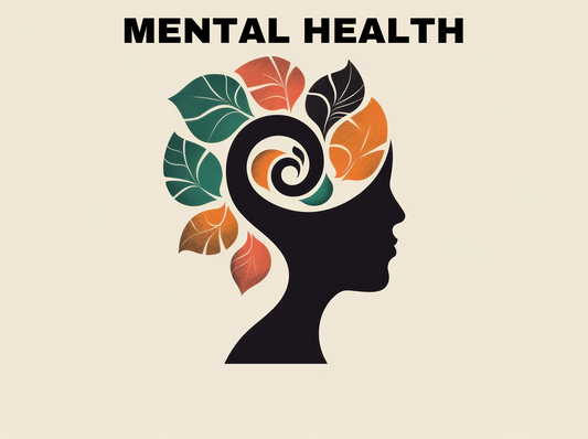 Image of profile with leaves coming out of the head in honor of mental health